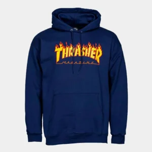 THRASHER HOODY FLAME LOGO (Navy)