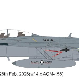 F/A-18F “Operation Epic Fury” 166461, VFA-41, USS Abraham Lincoln, 28th Feb. 2026 (w/ 4 x AGM-158) – HA5145